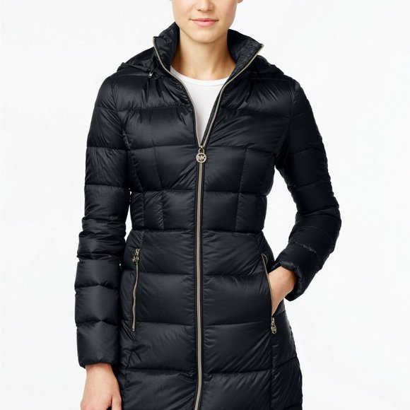 Michael Kors Womens Hooded Long Puffer  michael kors long padded coat